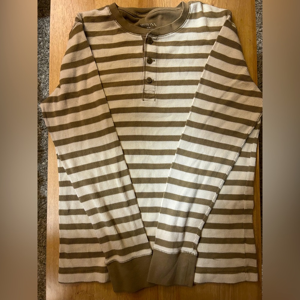 MERONA Striped TAN/WHITE Long Sleeve